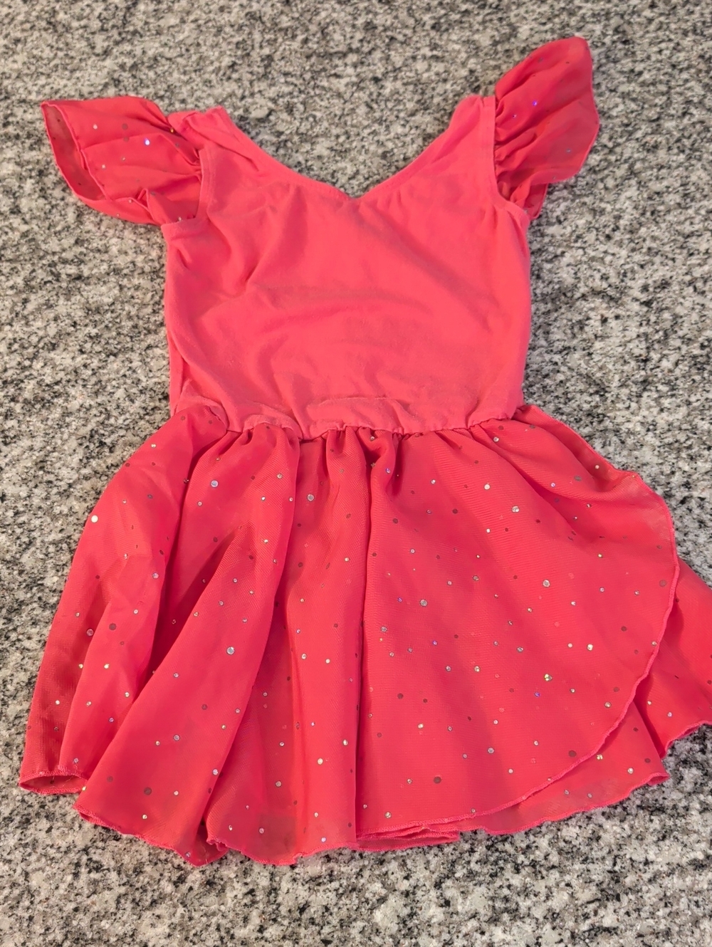Girls Coral Pink Sparkle Dance Dress